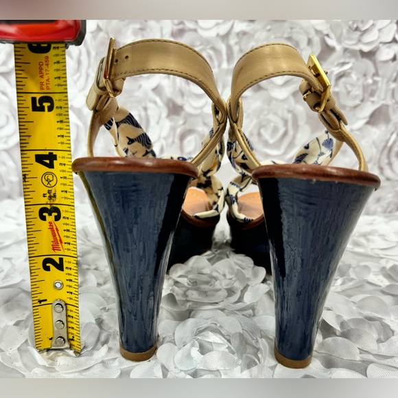 Kate Spade Sandpiper Wedge Platform Sandal Blue Birds Summer Tropical Size 8.5 - Picture 7 of 12